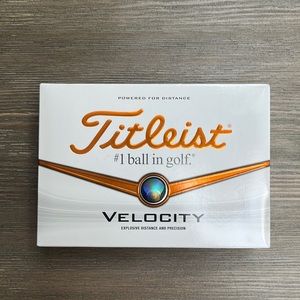 Titleist Velocity golf balls, new on box, never used.